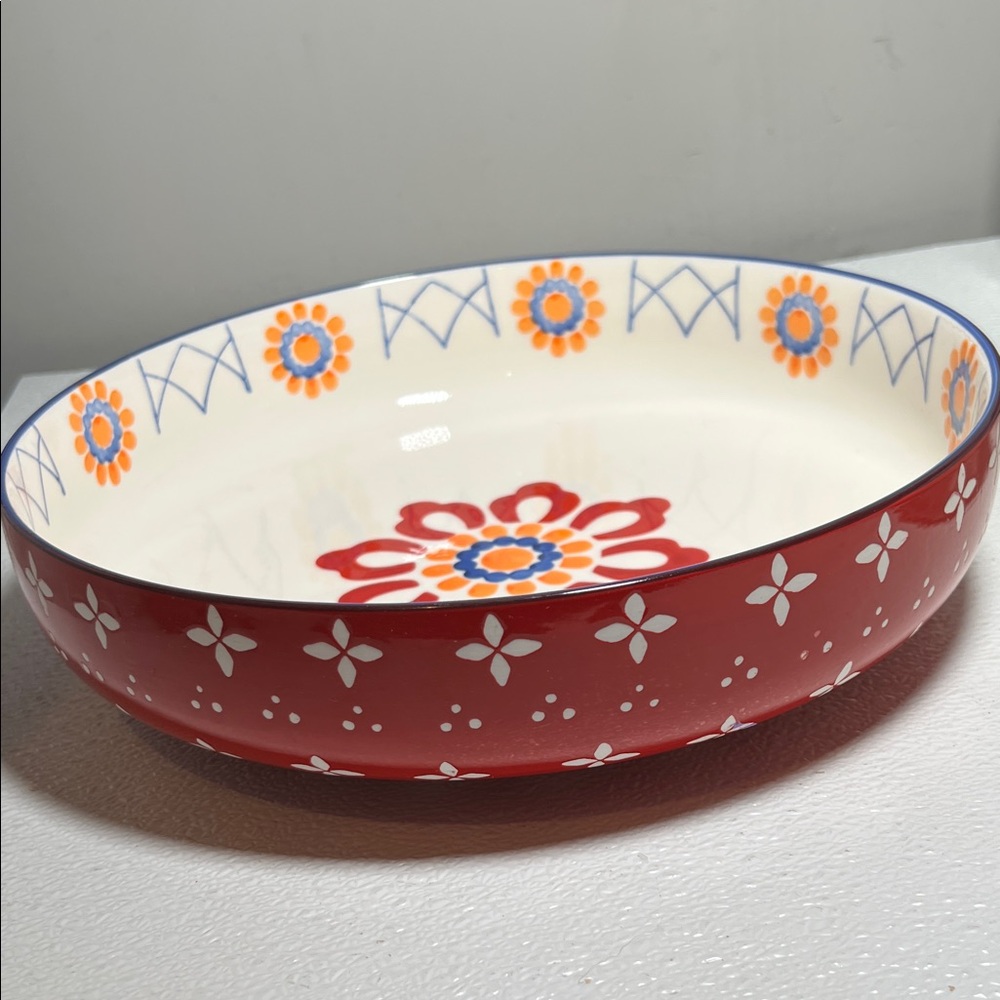 Signature Housewares Colorful Stoneware Pasta Serving Bowl 12"